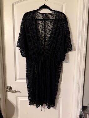 Torrid Size 1 Black Lace Sheer Cover-Up Dress